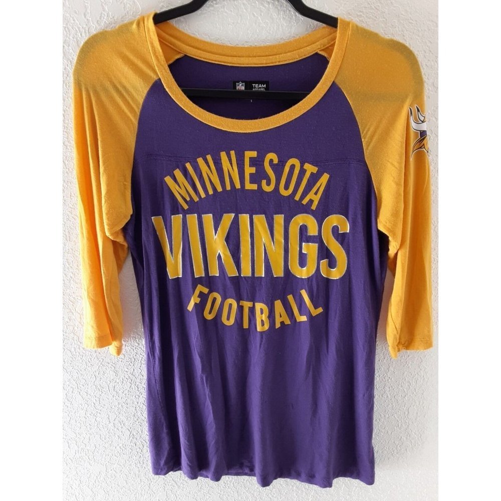Woman’s NFL Team apparel Size S Stretch Jersey Top Gold and Purple 3/4 Sleeve